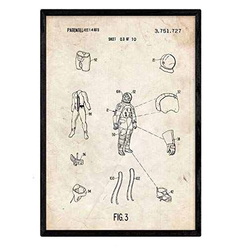 Poster con patente de Ropa astronauta1. Lámina con diseño de patente antigua.-Artwork-Nacnic-Nacnic Estudio SL