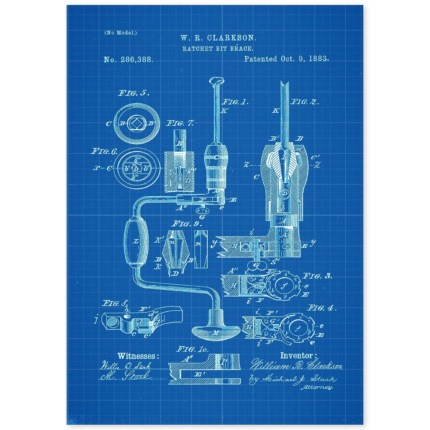 Poster con patente de Rosca manual. Lámina con diseño de patente antigua-Artwork-Nacnic-A4-Sin marco-Nacnic Estudio SL