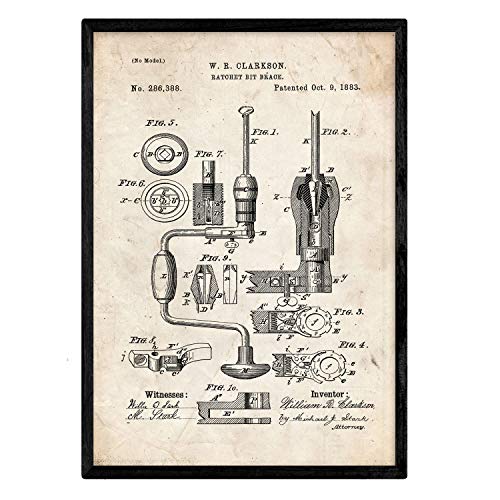 Poster con patente de Rosca manual. Lámina con diseño de patente antigua.-Artwork-Nacnic-Nacnic Estudio SL