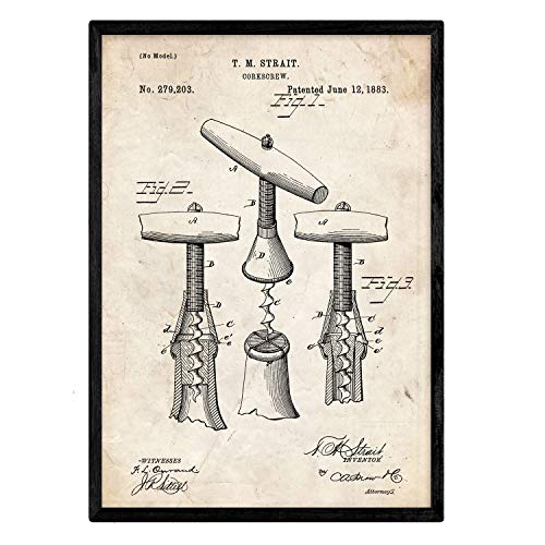 Poster con patente de Sacacorchos 2. Lámina con diseño de patente antigua.-Artwork-Nacnic-Nacnic Estudio SL