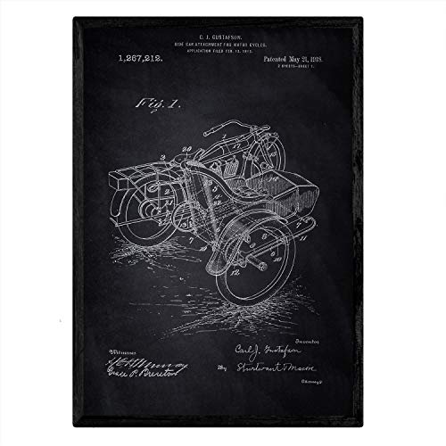 Poster con patente de Sidecar. Lámina con diseño de patente antigua-Artwork-Nacnic-Nacnic Estudio SL
