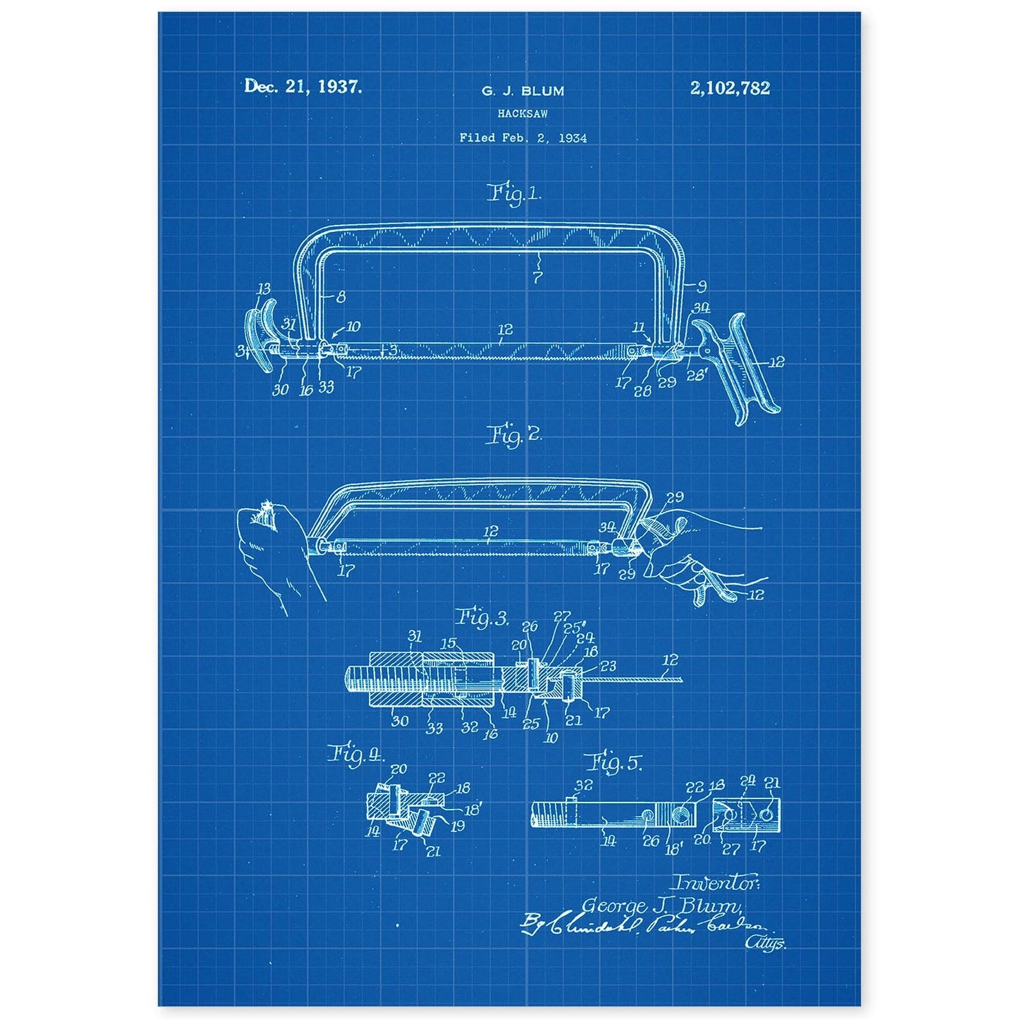 Poster con patente de Sierra. Lámina con diseño de patente antigua-Artwork-Nacnic-A4-Sin marco-Nacnic Estudio SL