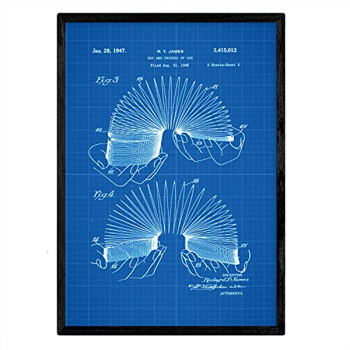 Poster con patente de Slinky. Lámina con diseño de patente antigua-Artwork-Nacnic-Nacnic Estudio SL