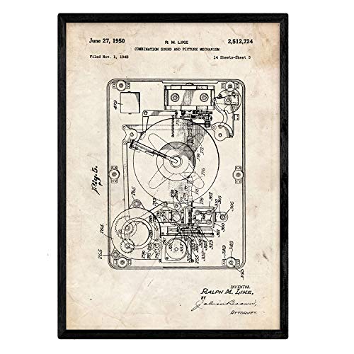 Poster con patente de Sonido e imagen 2. Lámina con diseño de patente antigua.-Artwork-Nacnic-Nacnic Estudio SL