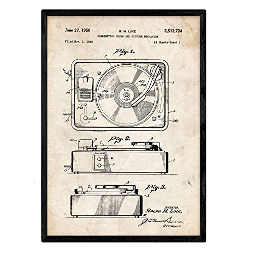Poster con patente de Sonido e imagen 3. Lámina con diseño de patente antigua.-Artwork-Nacnic-Nacnic Estudio SL