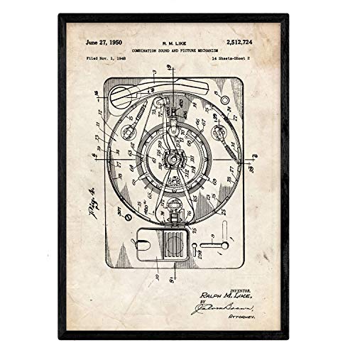 Poster con patente de Sonido e imagen. Lámina con diseño de patente antigua.-Artwork-Nacnic-Nacnic Estudio SL