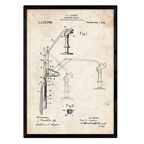 Poster con patente de Soporte telefono. Lámina con diseño de patente antigua.-Artwork-Nacnic-Nacnic Estudio SL