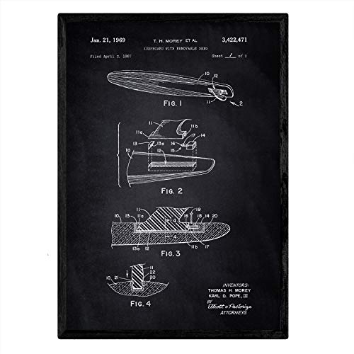 Poster con patente de Surf con quilla. Lámina con diseño de patente antigua-Artwork-Nacnic-Nacnic Estudio SL