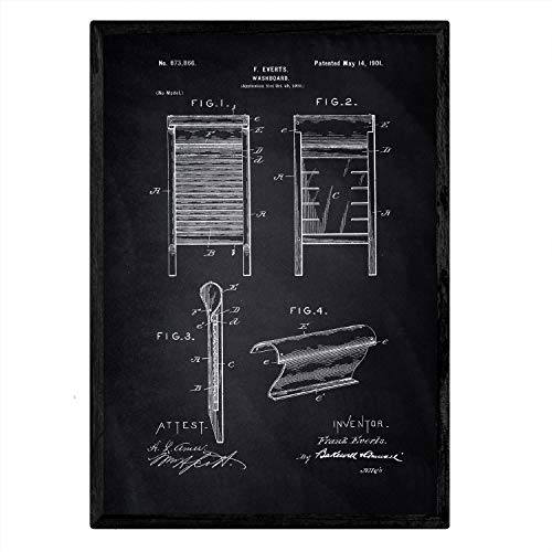 Poster con patente de Tabla de lavar. Lámina con diseño de patente antigua-Artwork-Nacnic-Nacnic Estudio SL
