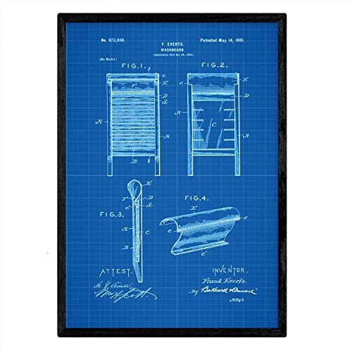 Poster con patente de Tabla de lavar. Lámina con diseño de patente antigua-Artwork-Nacnic-Nacnic Estudio SL