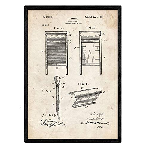 Poster con patente de Tabla de lavar. Lámina con diseño de patente antigua.-Artwork-Nacnic-Nacnic Estudio SL