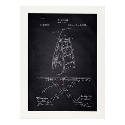 Poster con patente de Tabla de planchar. Lámina con diseño de patente antigua-Artwork-Nacnic-A4-Marco Blanco-Nacnic Estudio SL