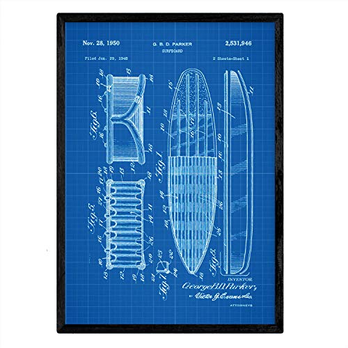 Poster con patente de Tabla de surf 2. Lámina con diseño de patente antigua-Artwork-Nacnic-Nacnic Estudio SL