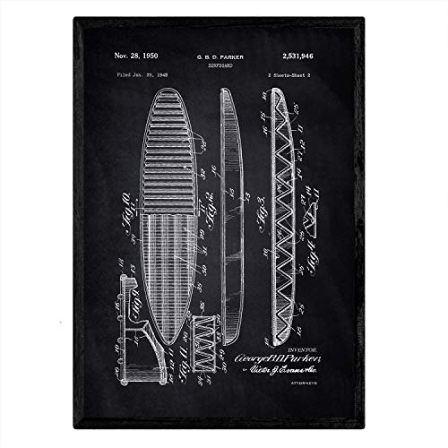 Poster con patente de Tabla de surf. Lámina con diseño de patente antigua-Artwork-Nacnic-Nacnic Estudio SL