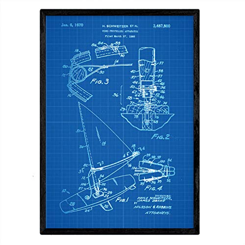 Poster con patente de Tabla de windsurf. Lámina con diseño de patente antigua-Artwork-Nacnic-Nacnic Estudio SL