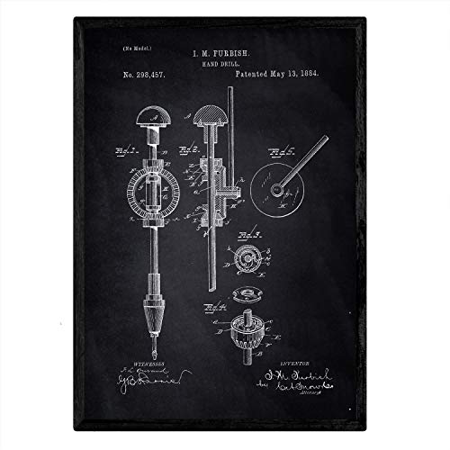 Poster con patente de Taladro de mano. Lámina con diseño de patente antigua-Artwork-Nacnic-Nacnic Estudio SL