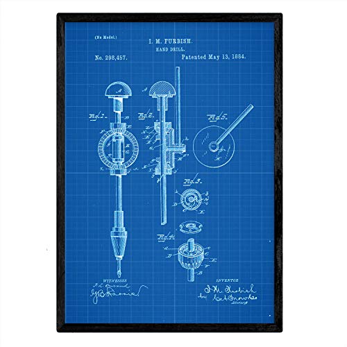 Poster con patente de Taladro de mano. Lámina con diseño de patente antigua-Artwork-Nacnic-Nacnic Estudio SL