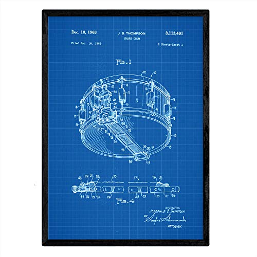 Poster con patente de Tambor. Lámina con diseño de patente antigua-Artwork-Nacnic-Nacnic Estudio SL
