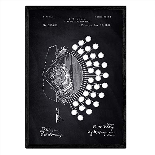 Poster con patente de Teclado escritura. Lámina con diseño de patente antigua-Artwork-Nacnic-Nacnic Estudio SL
