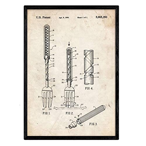 Poster con patente de Tenedor 2. Lámina con diseño de patente antigua.-Artwork-Nacnic-Nacnic Estudio SL