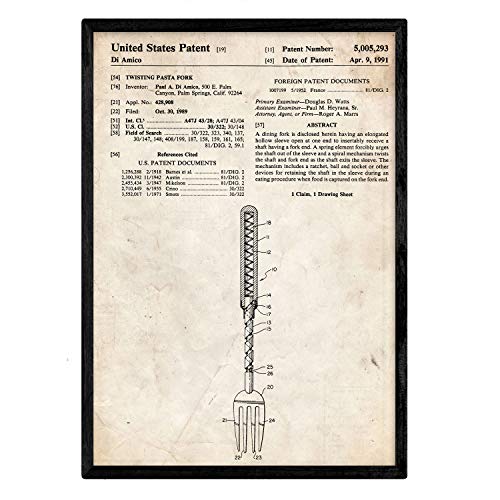 Poster con patente de Tenedor. Lámina con diseño de patente antigua.-Artwork-Nacnic-Nacnic Estudio SL