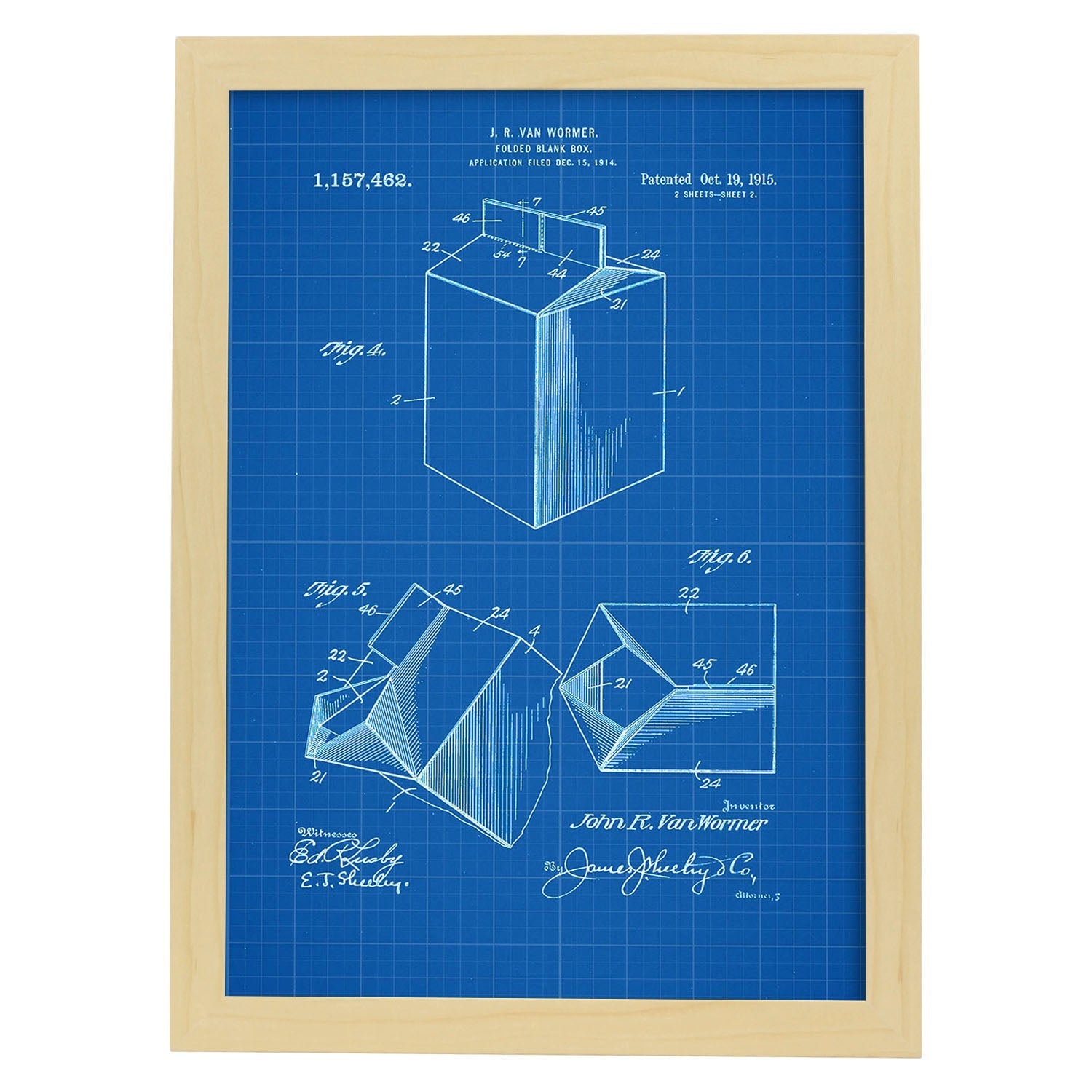 Poster con patente de Tetra-brick. Lámina con diseño de patente antigua-Artwork-Nacnic-A3-Marco Madera clara-Nacnic Estudio SL