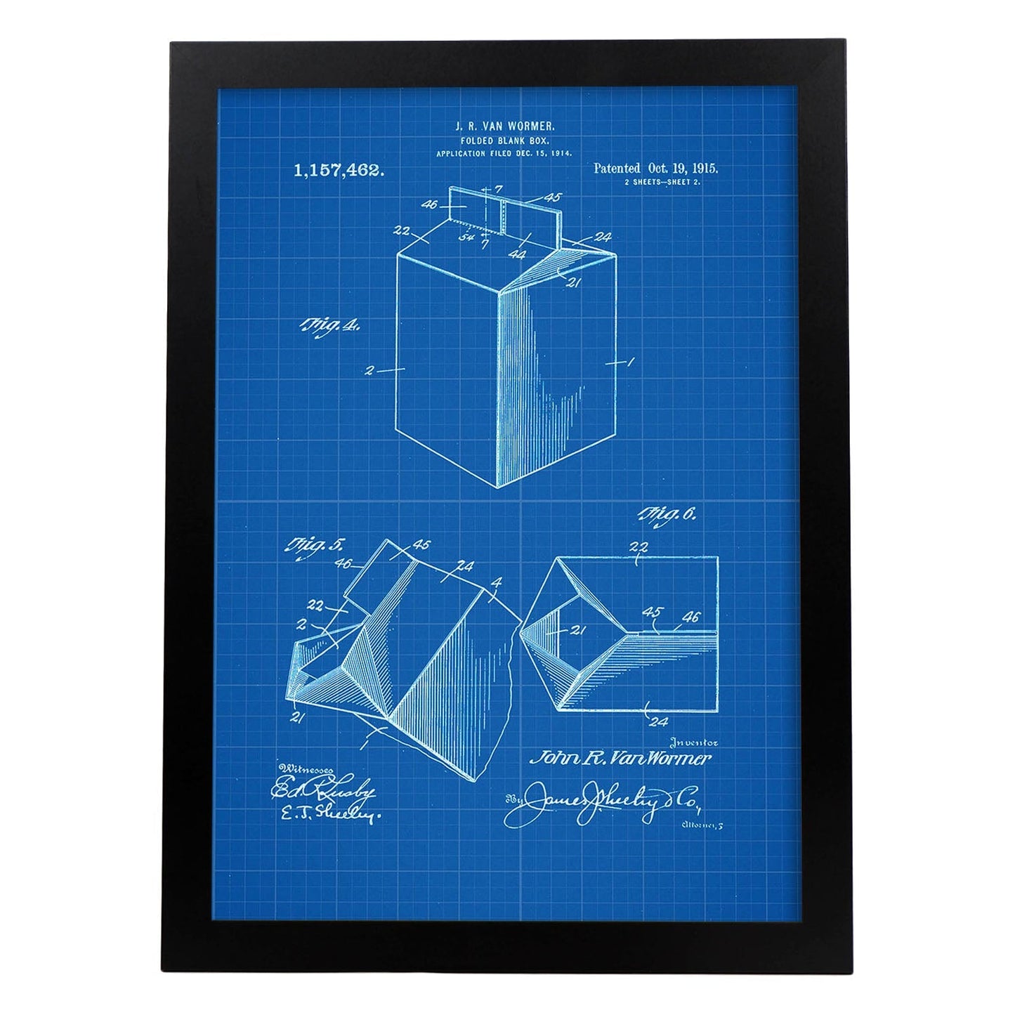 Poster con patente de Tetra-brick. Lámina con diseño de patente antigua-Artwork-Nacnic-A3-Marco Negro-Nacnic Estudio SL