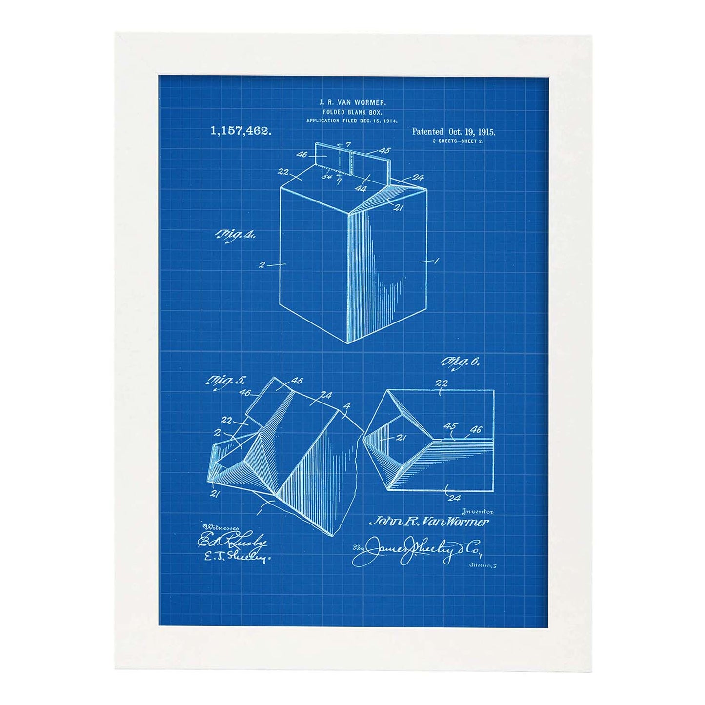 Poster con patente de Tetra-brick. Lámina con diseño de patente antigua-Artwork-Nacnic-A4-Marco Blanco-Nacnic Estudio SL