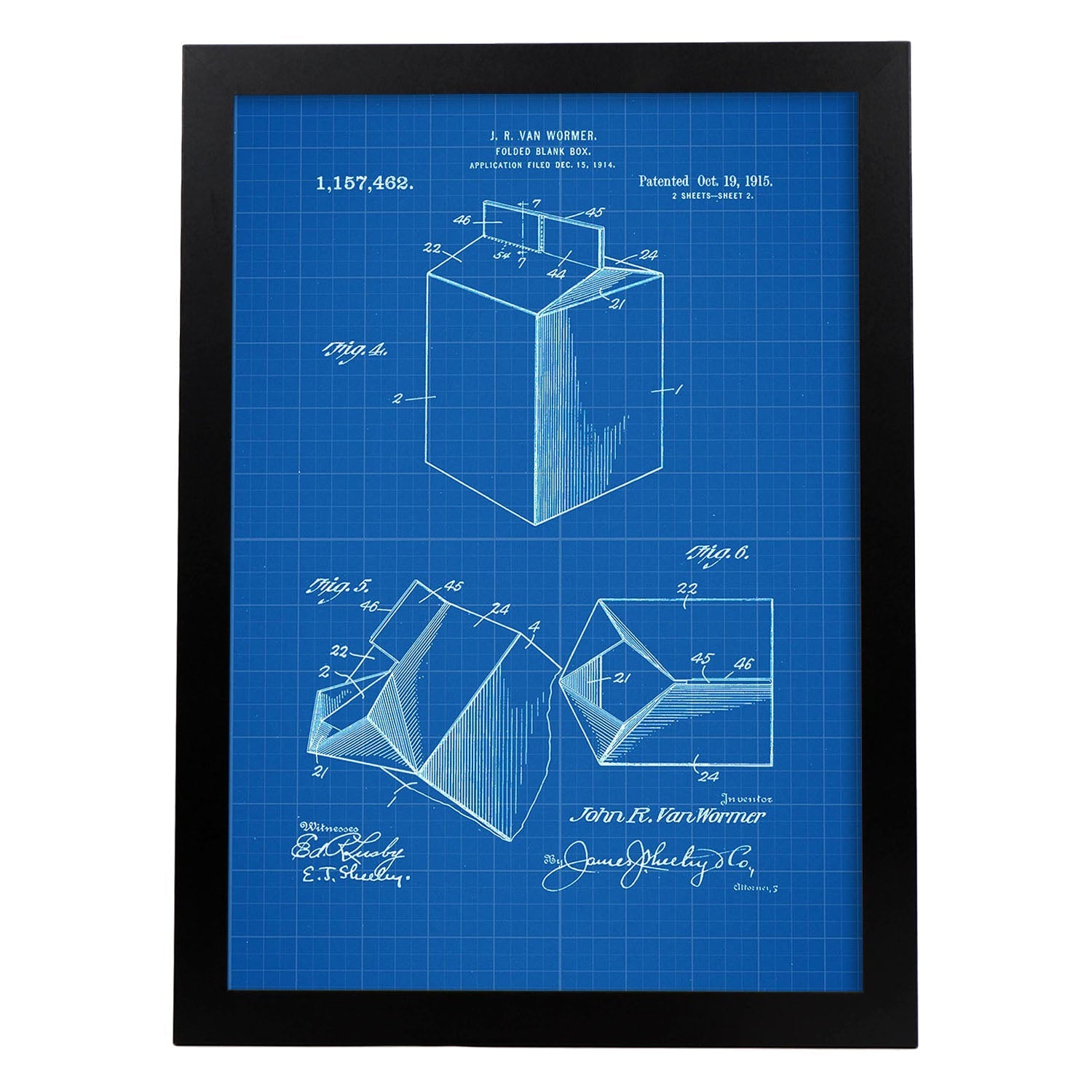 Poster con patente de Tetra-brick. Lámina con diseño de patente antigua-Artwork-Nacnic-A4-Marco Negro-Nacnic Estudio SL