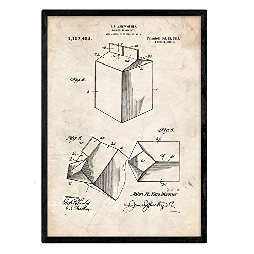 Poster con patente de Tetra-brick. Lámina con diseño de patente antigua.-Artwork-Nacnic-Nacnic Estudio SL