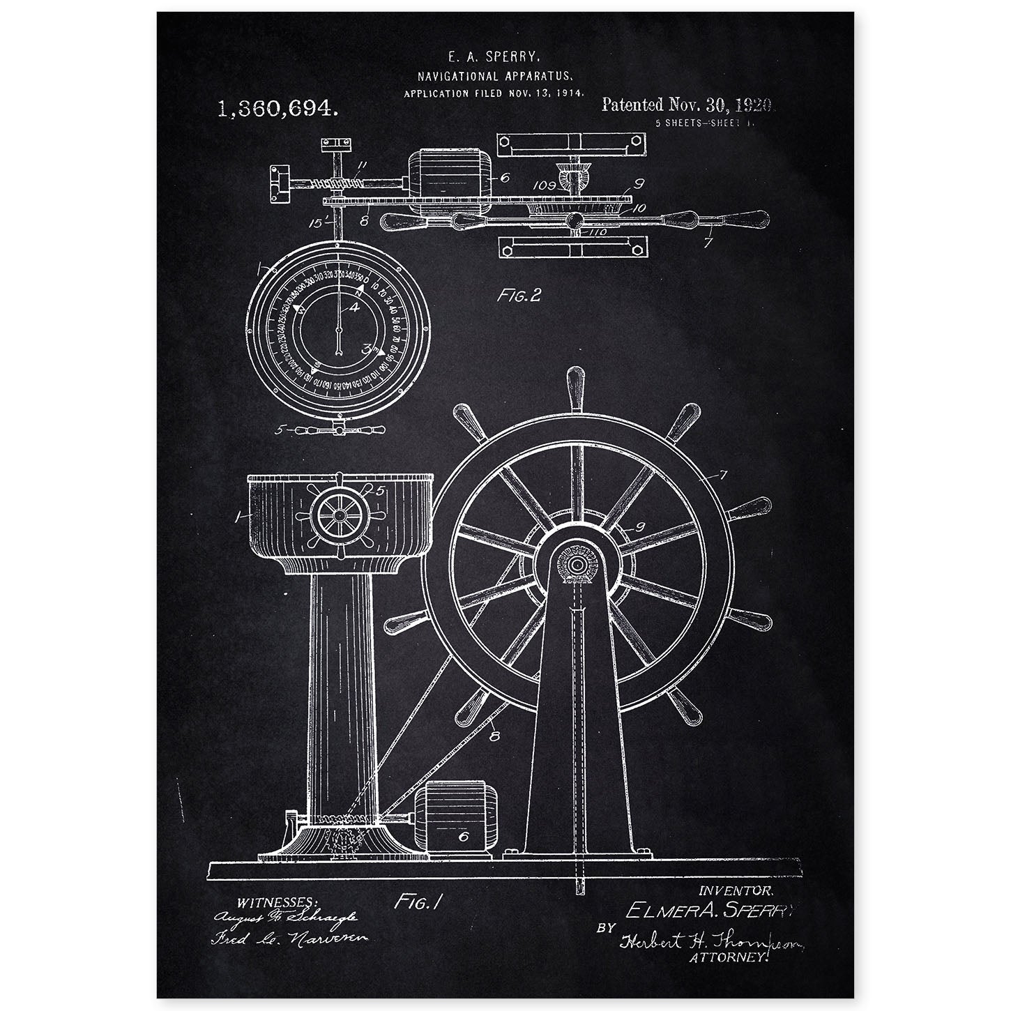 Poster con patente de Timon. Lámina con diseño de patente antigua-Artwork-Nacnic-A4-Sin marco-Nacnic Estudio SL