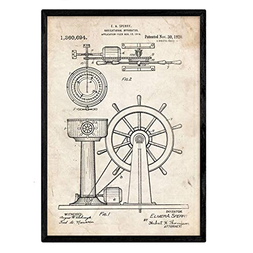 Poster con patente de Timon. Lámina con diseño de patente antigua.-Artwork-Nacnic-Nacnic Estudio SL