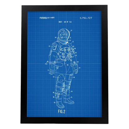 Poster con patente de Traje interno astronauta. Lámina con diseño de patente antigua-Artwork-Nacnic-A4-Marco Negro-Nacnic Estudio SL