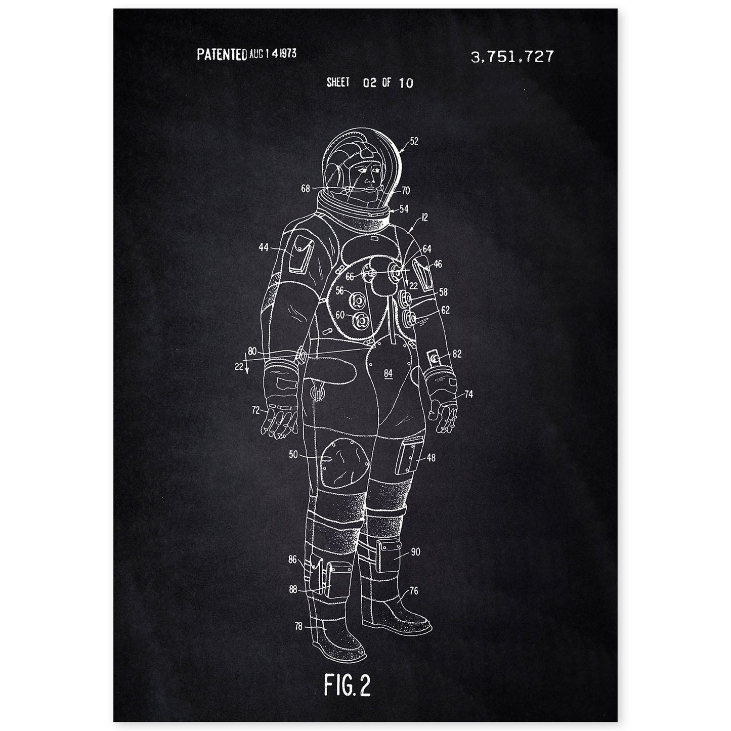 Poster con patente de Traje interno astronauta. Lámina con diseño de patente antigua-Artwork-Nacnic-A4-Sin marco-Nacnic Estudio SL