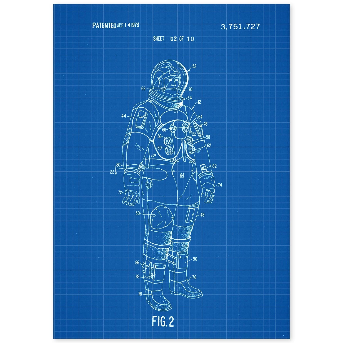 Poster con patente de Traje interno astronauta. Lámina con diseño de patente antigua-Artwork-Nacnic-A4-Sin marco-Nacnic Estudio SL