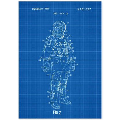 Poster con patente de Traje interno astronauta. Lámina con diseño de patente antigua-Artwork-Nacnic-A4-Sin marco-Nacnic Estudio SL