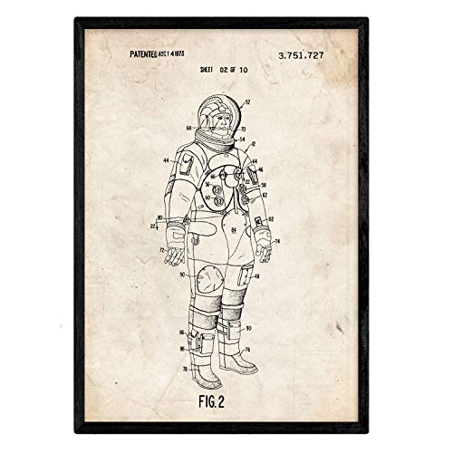 Poster con patente de Traje interno astronauta. Lámina con diseño de patente antigua.-Artwork-Nacnic-Nacnic Estudio SL