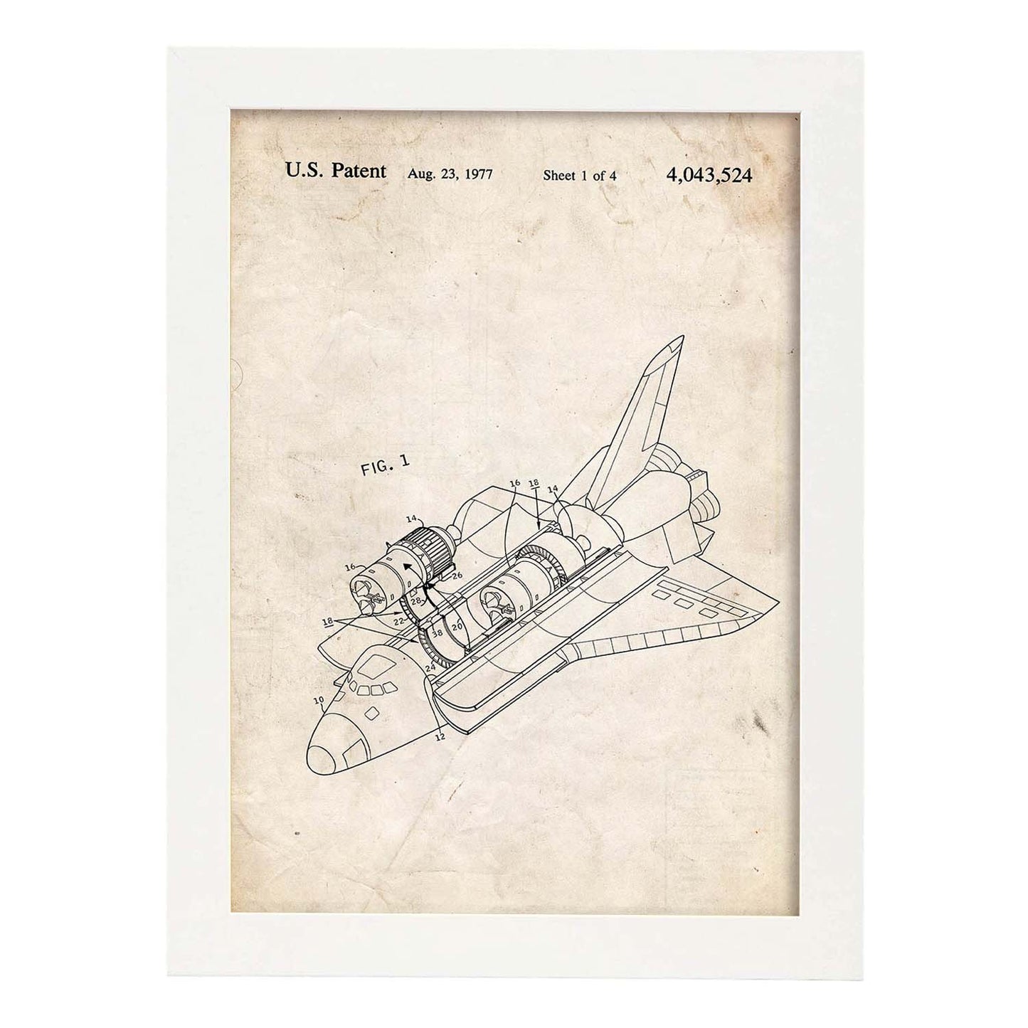 Poster con patente de Transbordador. Lámina con diseño de patente antigua.-Artwork-Nacnic-A3-Marco Blanco-Nacnic Estudio SL