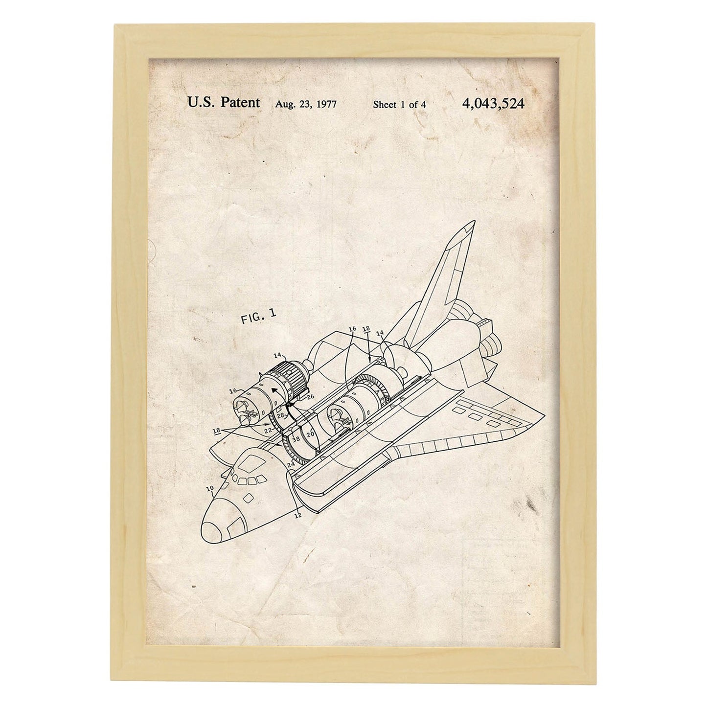 Poster con patente de Transbordador. Lámina con diseño de patente antigua.-Artwork-Nacnic-A4-Marco Madera clara-Nacnic Estudio SL