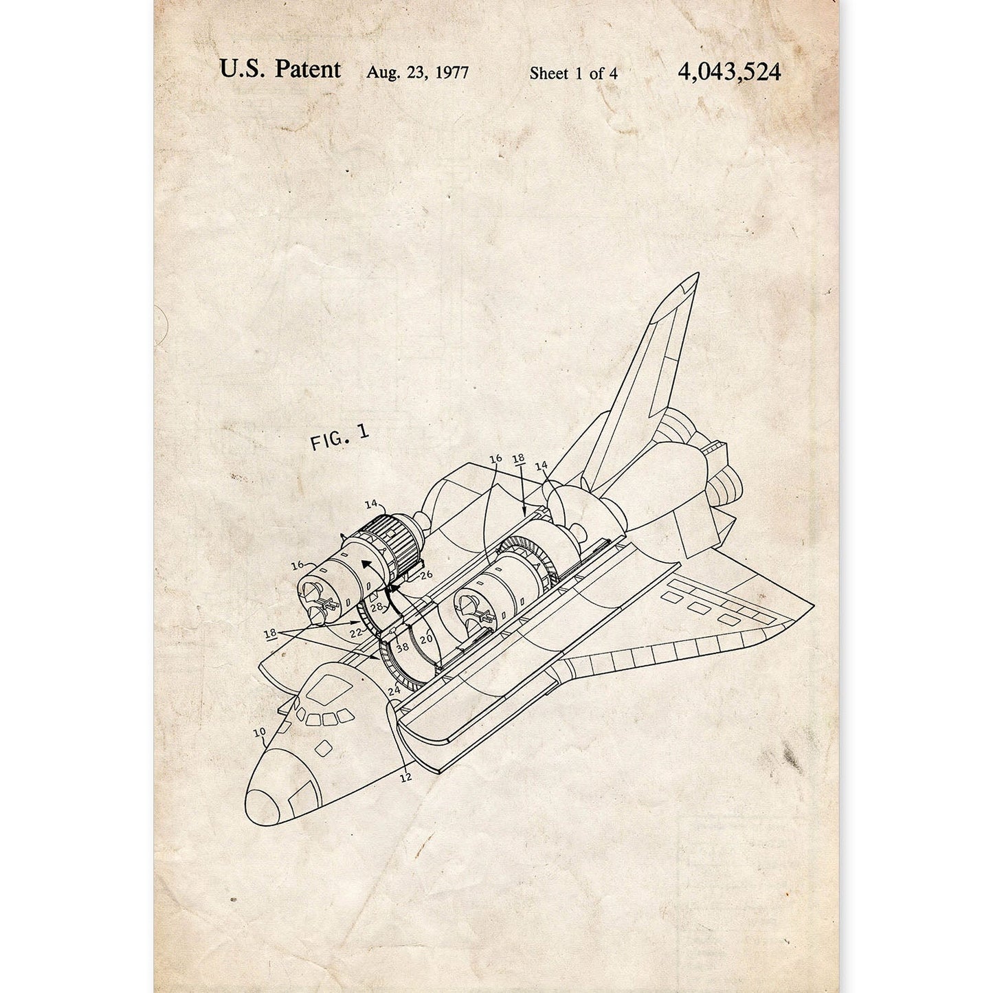 Poster con patente de Transbordador. Lámina con diseño de patente antigua.-Artwork-Nacnic-A4-Sin marco-Nacnic Estudio SL