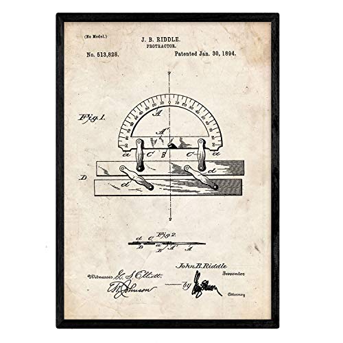 Poster con patente de Transportador de ángulos regla. Lámina con diseño de patente antigua.-Artwork-Nacnic-Nacnic Estudio SL