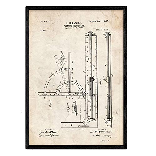 Poster con patente de Transportador de angulos. Lámina con diseño de patente antigua.-Artwork-Nacnic-Nacnic Estudio SL