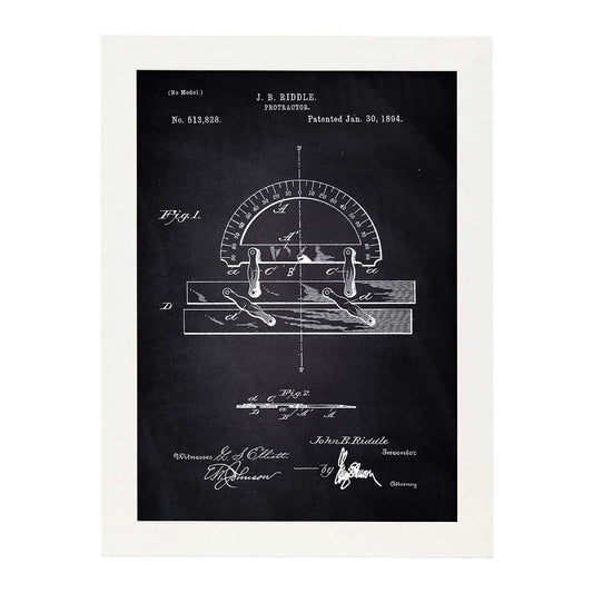 Poster con patente de Transportador regla. Lámina con diseño de patente antigua-Artwork-Nacnic-A3-Marco Blanco-Nacnic Estudio SL