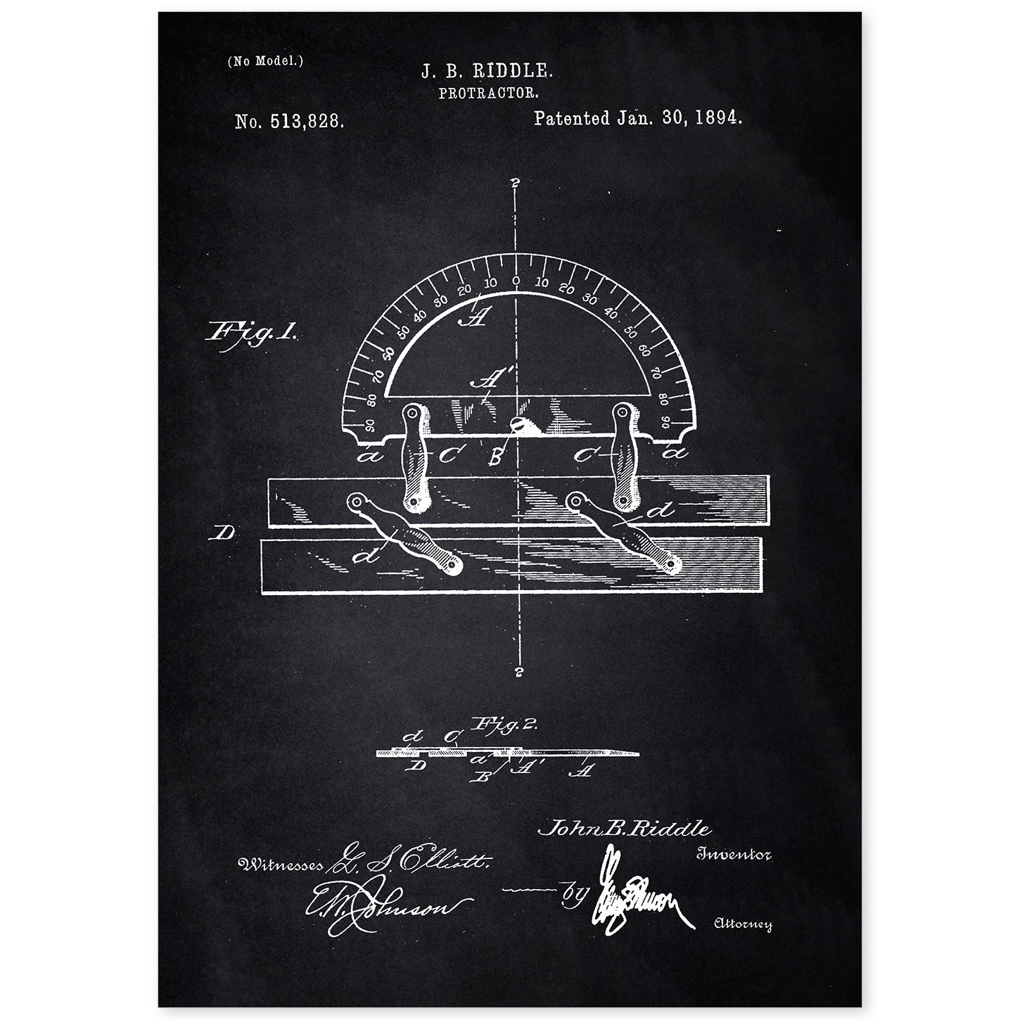Poster con patente de Transportador regla. Lámina con diseño de patente antigua-Artwork-Nacnic-A4-Sin marco-Nacnic Estudio SL