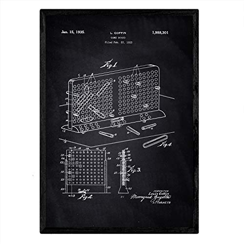 Poster con patente de Tres en raya en tablero. Lámina con diseño de patente antigua-Artwork-Nacnic-Nacnic Estudio SL