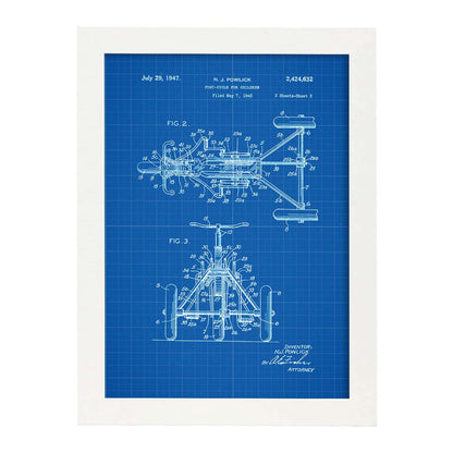 Poster con patente de Triciclo. Lámina con diseño de patente antigua-Artwork-Nacnic-A3-Marco Blanco-Nacnic Estudio SL
