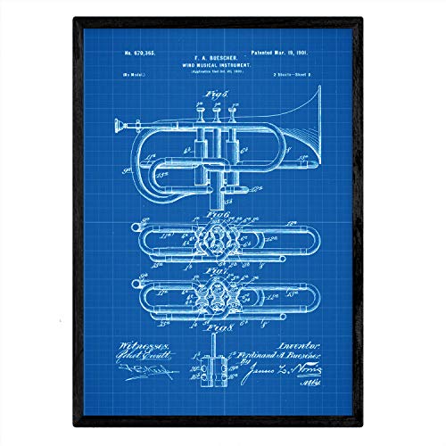Poster con patente de Trompeta 2. Lámina con diseño de patente antigua-Artwork-Nacnic-Nacnic Estudio SL