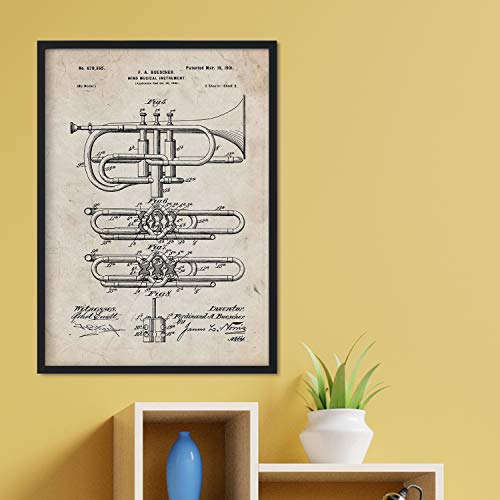 Poster con patente de Trompeta 2. Lámina con diseño de patente antigua.-Artwork-Nacnic-Nacnic Estudio SL