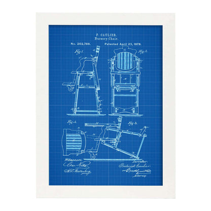 Poster con patente de Trona para comer. Lámina con diseño de patente antigua-Artwork-Nacnic-A3-Marco Blanco-Nacnic Estudio SL