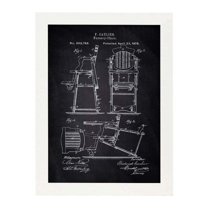 Poster con patente de Trona para comer. Lámina con diseño de patente antigua-Artwork-Nacnic-A4-Marco Blanco-Nacnic Estudio SL